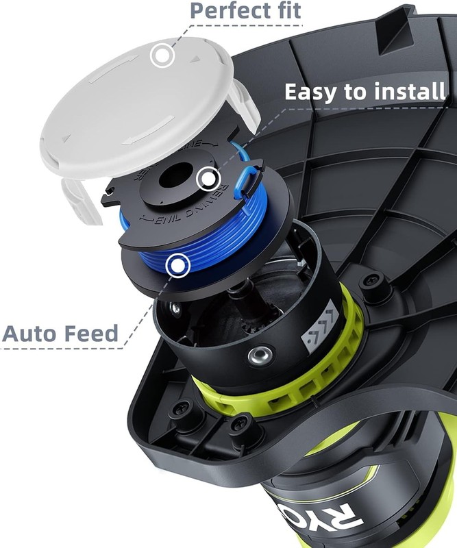 Long-Lasting Replacement String for Ryobi Trimmers - 6 Spools + 1 Cap Included gallery