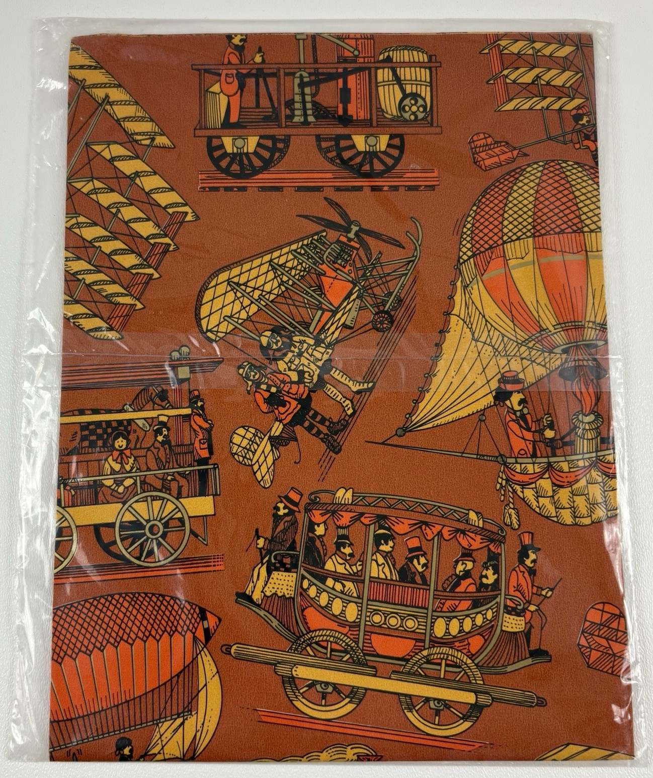 VTG AG Transportation Gift Wrap Auto Plane Train Stagecoach Balloon Sealed NIP gallery