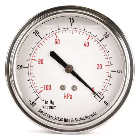 Vacuum Gauge, Liquid Filled, 3-1/2 In, 4Cfu7 gallery