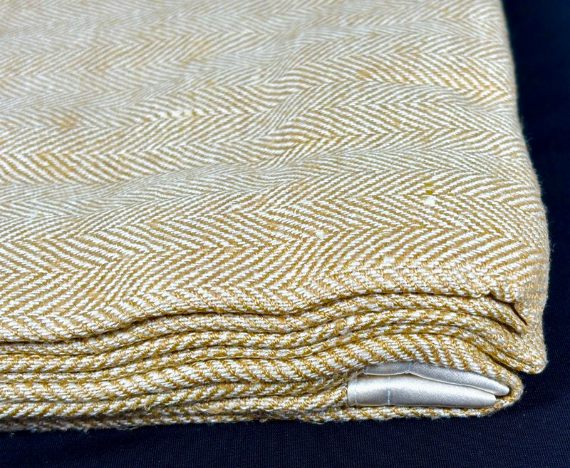 Gingerlily Silk Herringbone Throw Biscuit 100% Silk 125x175cm Luxury Blanket NWD gallery