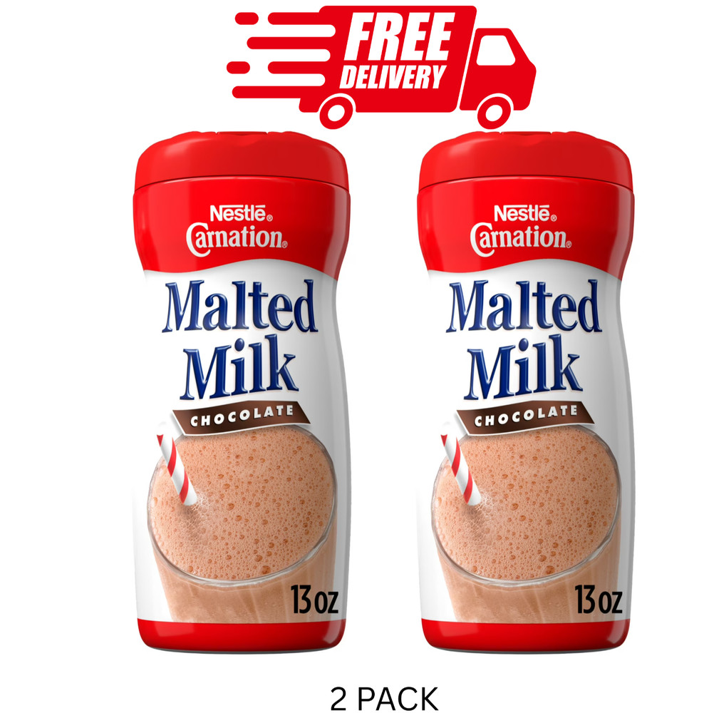 (2 PACK) Nestle Carnation Chocolate Malted Milk 13 oz