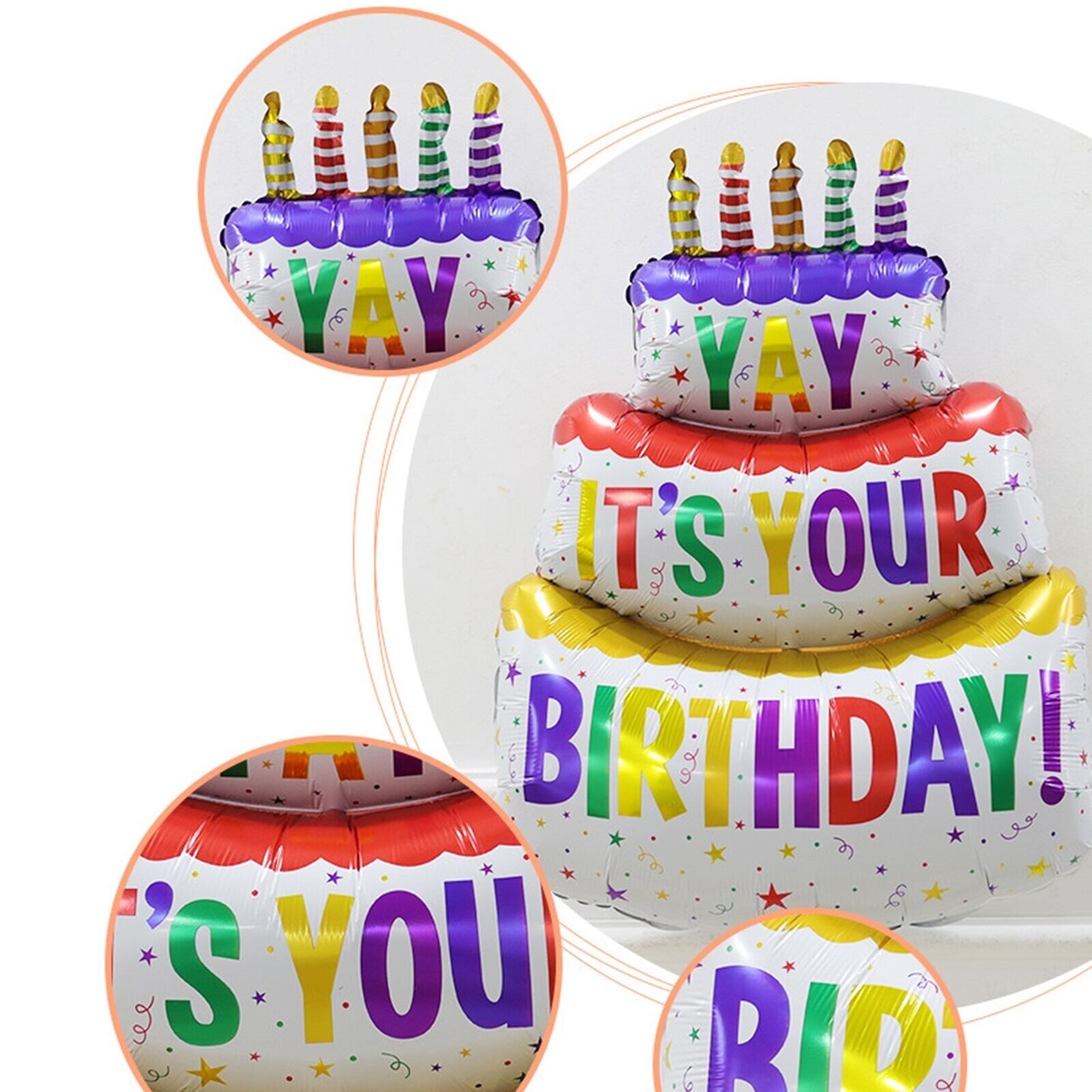 102cm Giant Happy Birthday Large Cake Balloons Rainbow Cake Balloon Jumbo Foil gallery