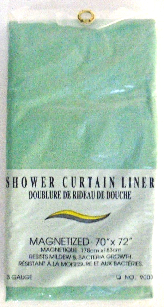Shower Curtain Liner Magnetized 70″x72″ Jade Green 3 Gauge Resists Mildew #9003 gallery