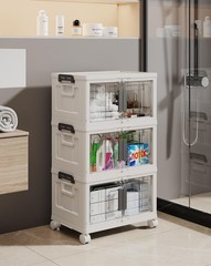 Olarhike 23Qt Stackable Storage Bins Lids – Folding Storage Doors And Wheels