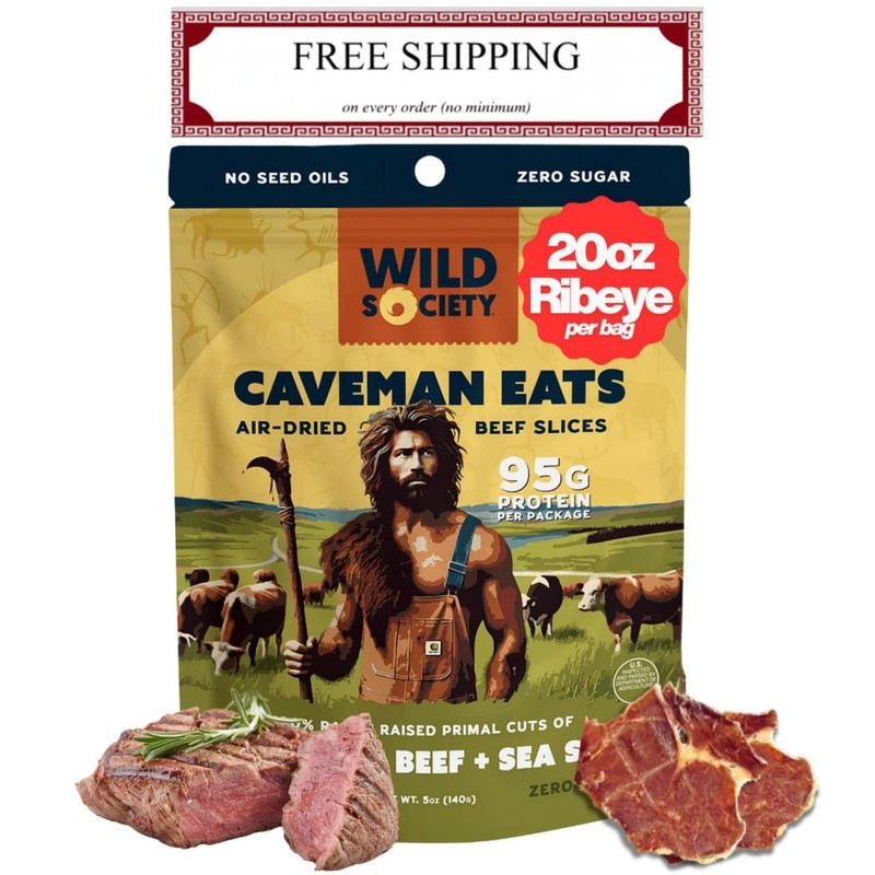 Wild Society - Caveman Eats - Grass Fed Ribeye Steak Slices - 95g Protein - O... gallery