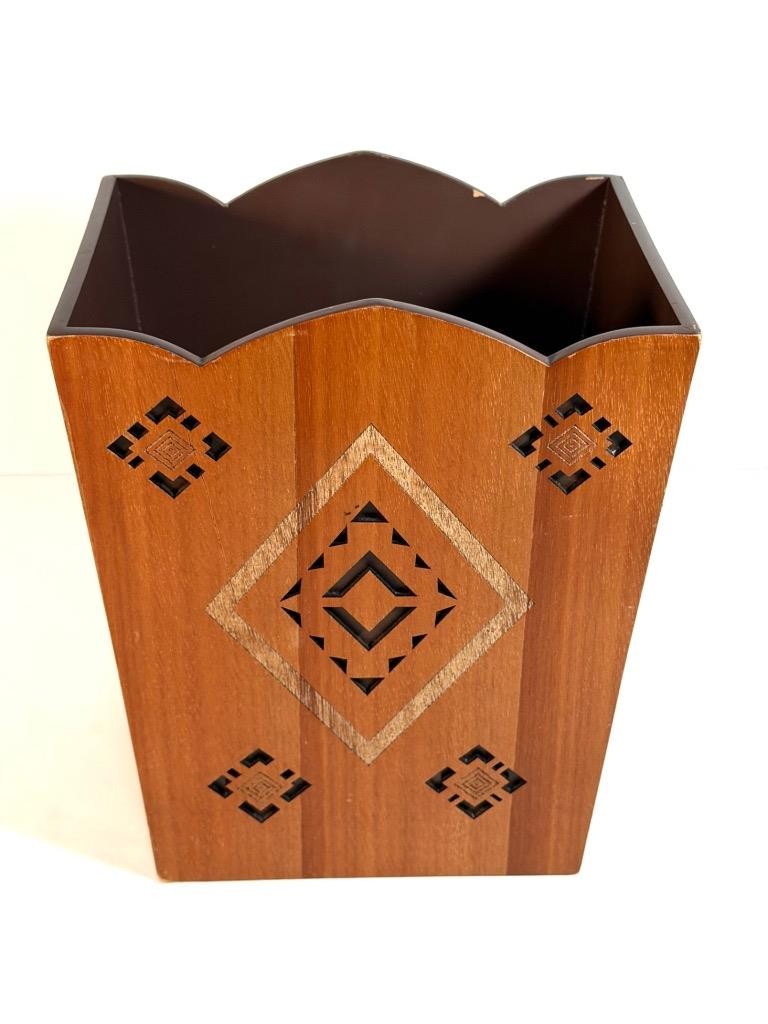 Croscill Wood Cheyenne Pattern Wastebasket Southwest Native American Style gallery