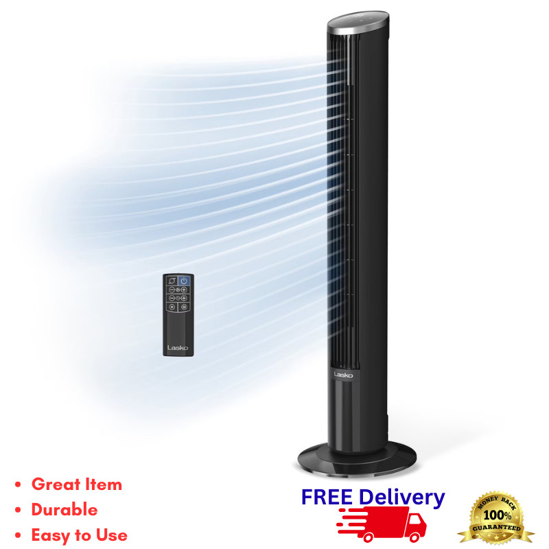 Lasko 42" Oscillating 12 Speed DC Tower Fan with Remote Quiet Eco Mode Black New gallery