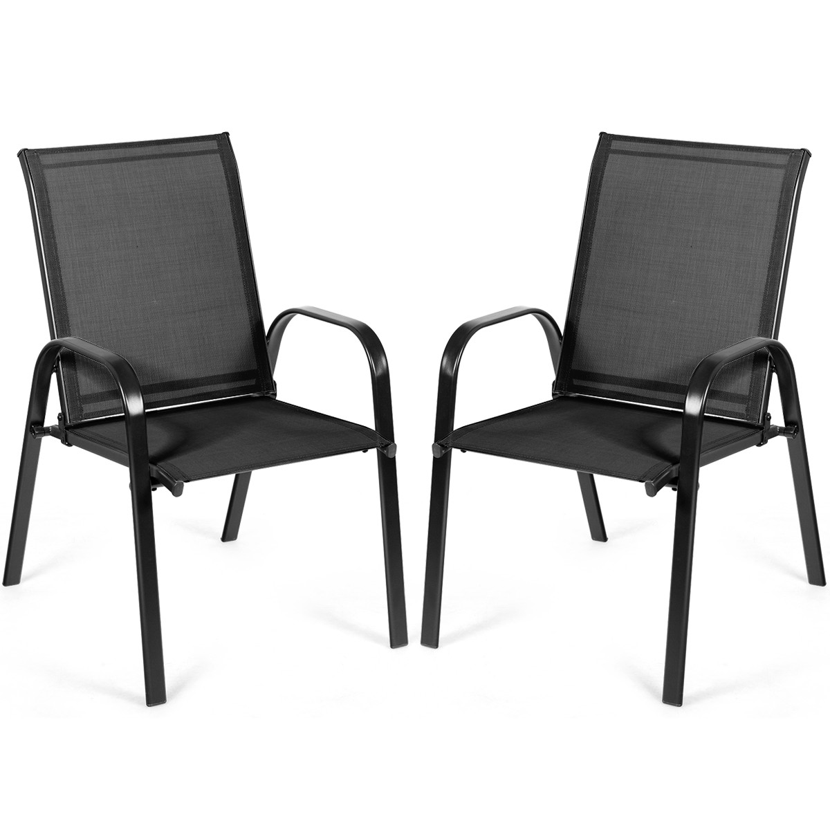Patio 2PCS Chairs Outdoor Dining Chair Durable Garden Deck Yard W/Armrest Black gallery