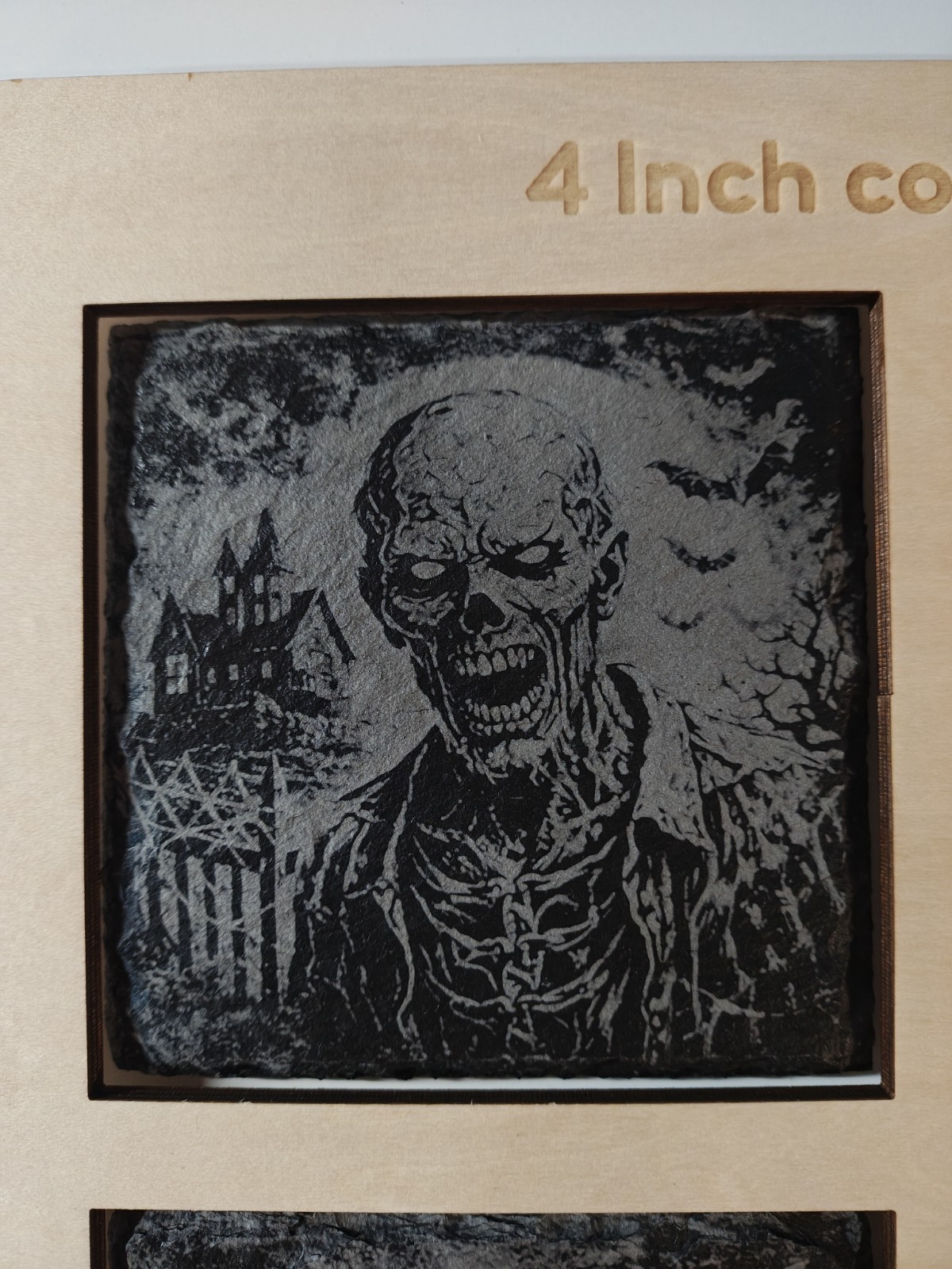 Horror-Themed Slate Coasters – Set of 4 | Laser Engraved Halloween Drink Coaster gallery