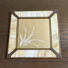 Crowning Touch Collection Square Marbled Cream/Gold 4×4 Photo Frame Clear Glass