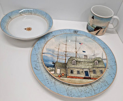 The Sakura Table Ware Lighthouse Harbor David Carter Brown 4pc Place Setting