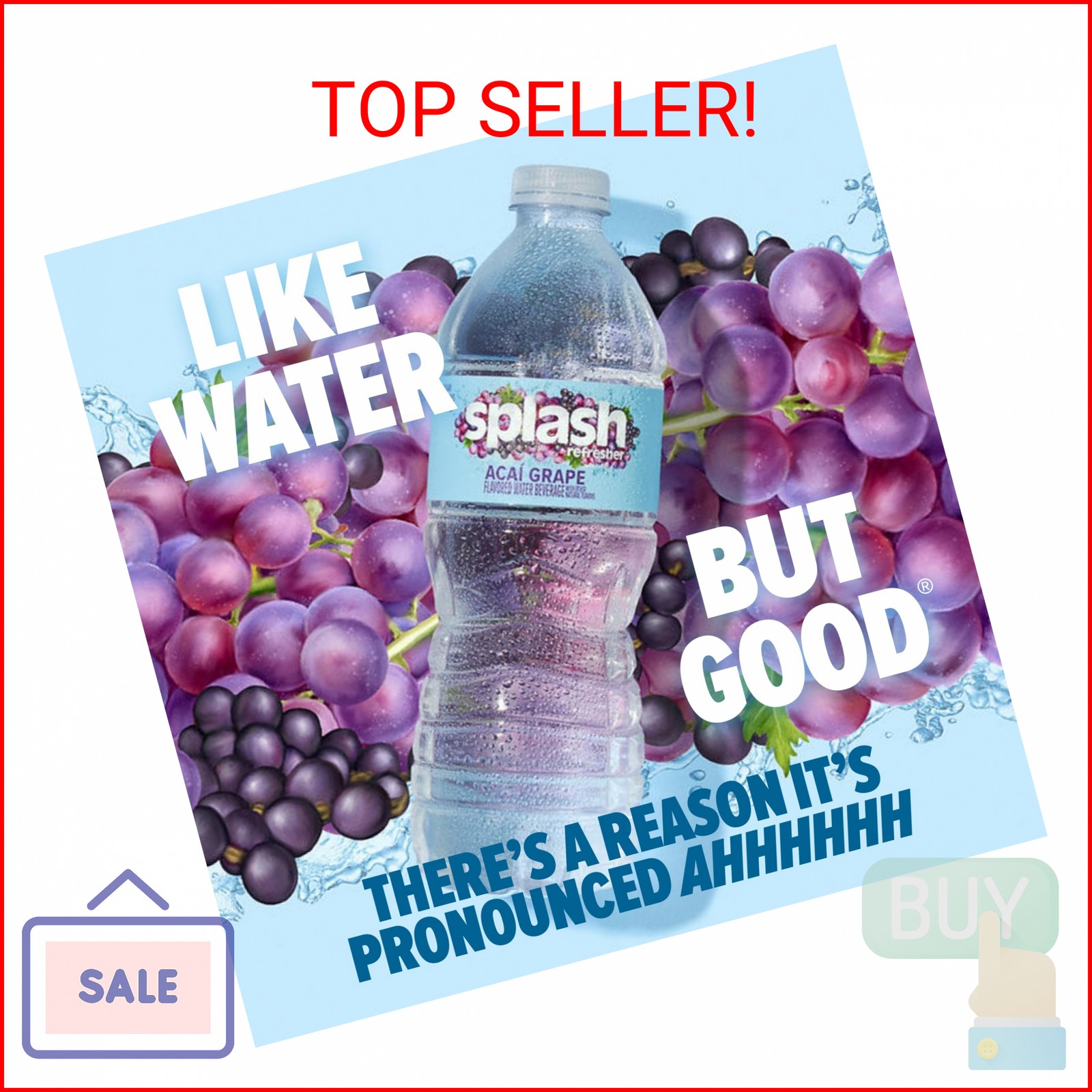 SPLASH REFRESHER Flavored Water Bottles, Acai Grape Flavor - 6-Pack, 16.9 Fl Oz gallery