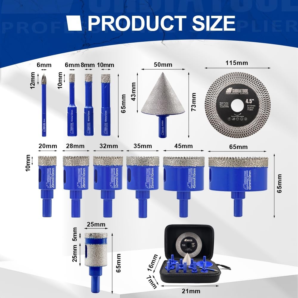 SHDIATOOL Diamond Drill Bits Kit - Core Bits Hole Saw Sets,Mould Guide gallery