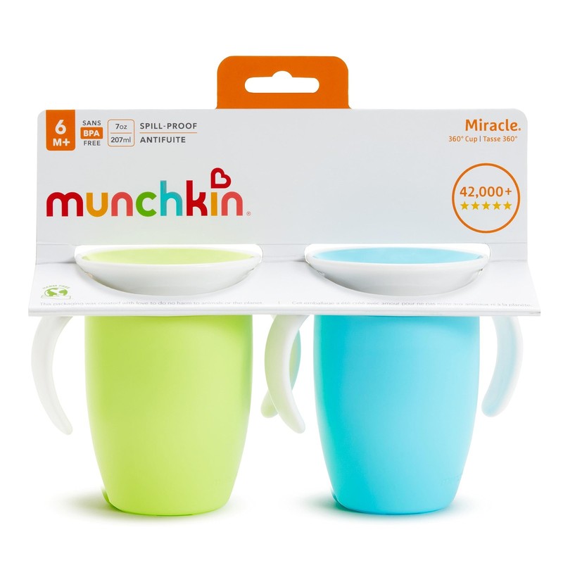 Munchkin Sippy Cup for 6 Month Old and Up, Spill 7 Ounces, Blue/Green 2 Count gallery
