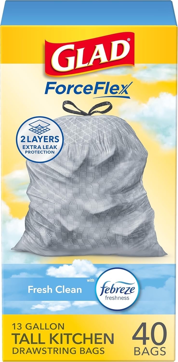 Glad ForceFlex Tall Kitchen Drawstring Trash Bags - White gallery