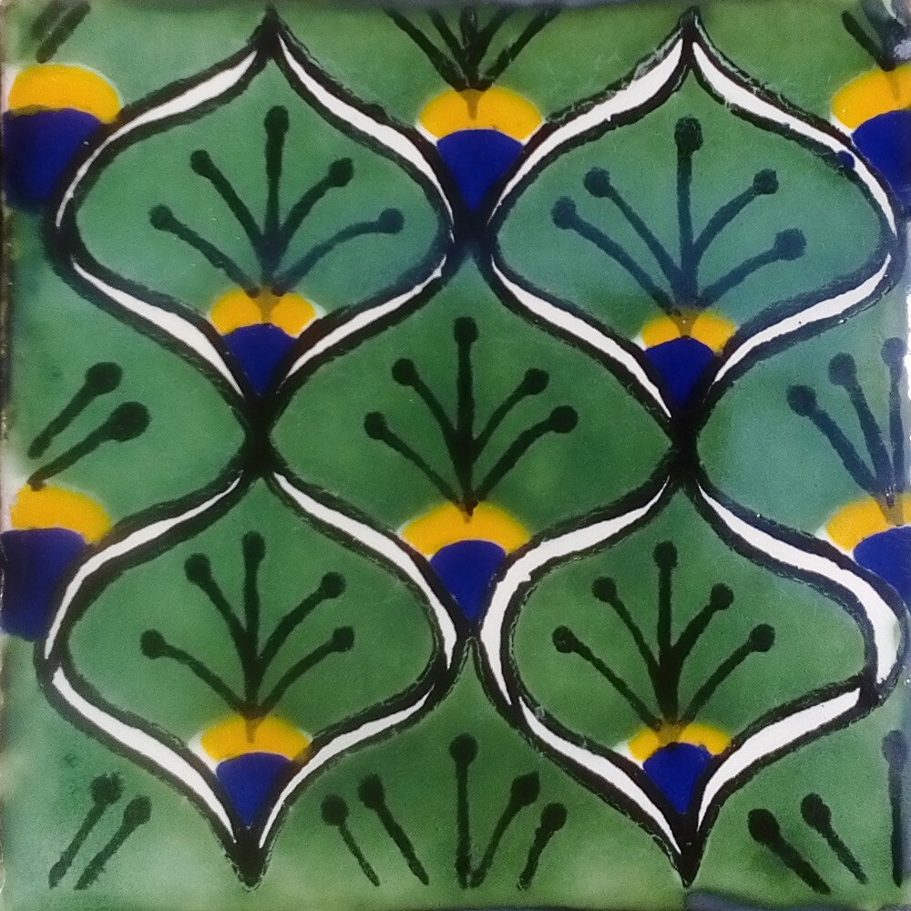 C#056) MEXICAN TILES CERAMIC HAND MADE SPANISH INFLUENCE TALAVERA MOSAIC ART gallery