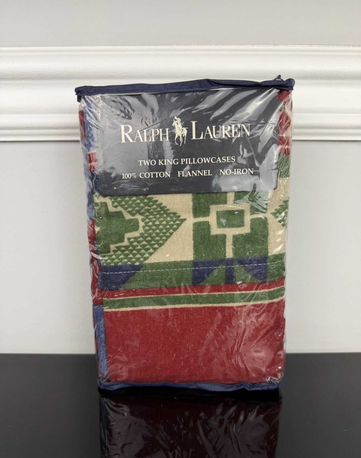 Vintage Ralph Lauren Trading Post Multi Flannel Aztec Southwest KING Pillowcases gallery