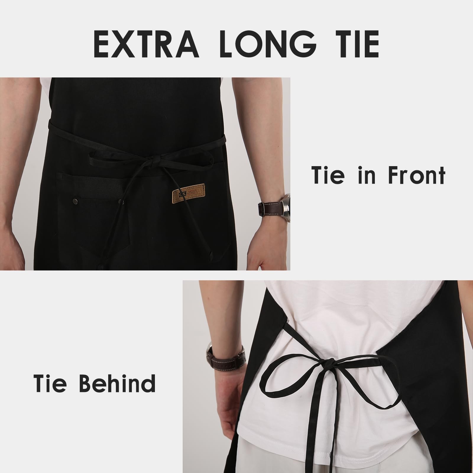 Yuubin Extra Large Aprons for Men, Adjustable Button Bib Apron with 3 Pockets... gallery