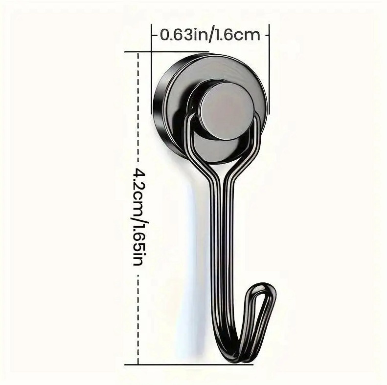3pcs Heavy Duty Magnetic Hooks Extra Strong Neodymium Hangers Black - NEW gallery