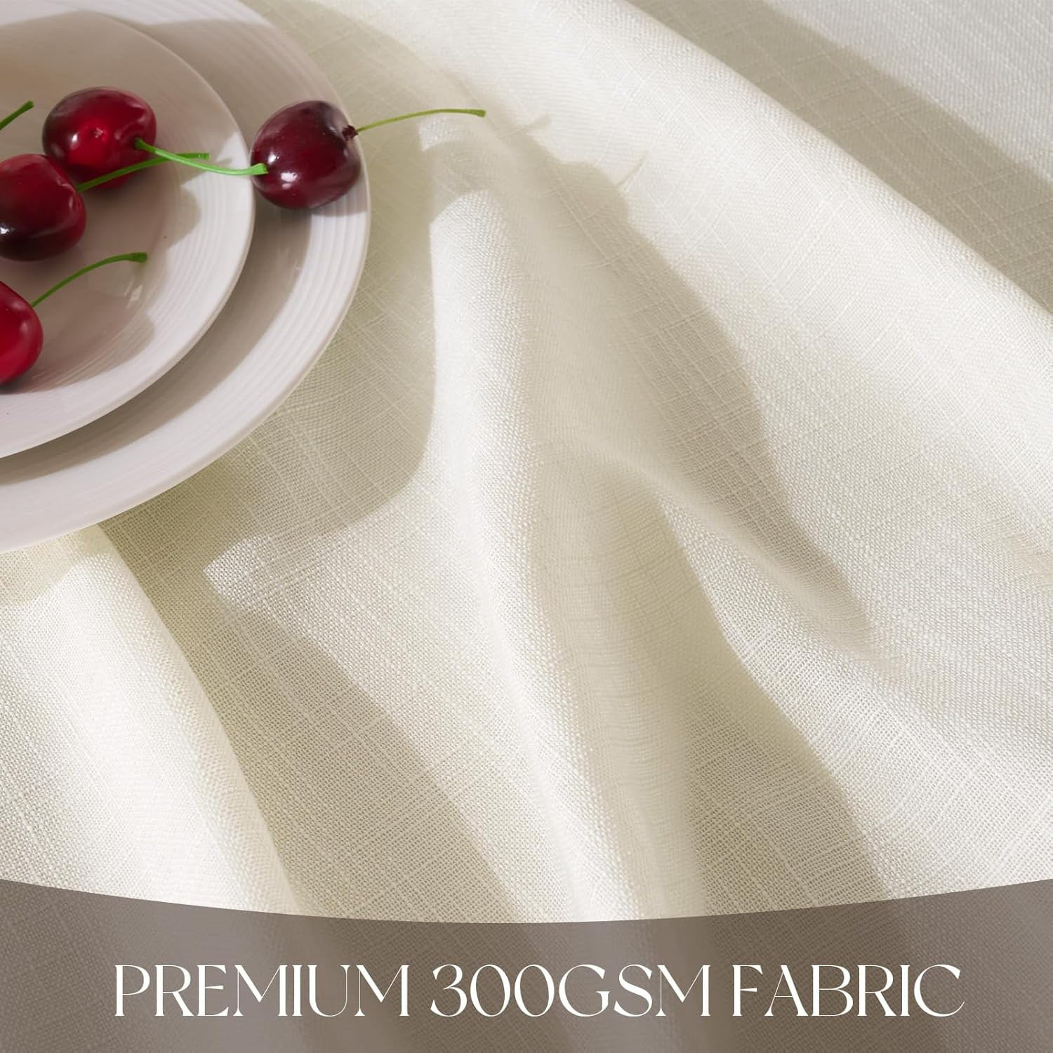 NOVILYS Rectangle Tablecloth, Linen Cream Farmhouse Water Resistant Modern Neutr gallery