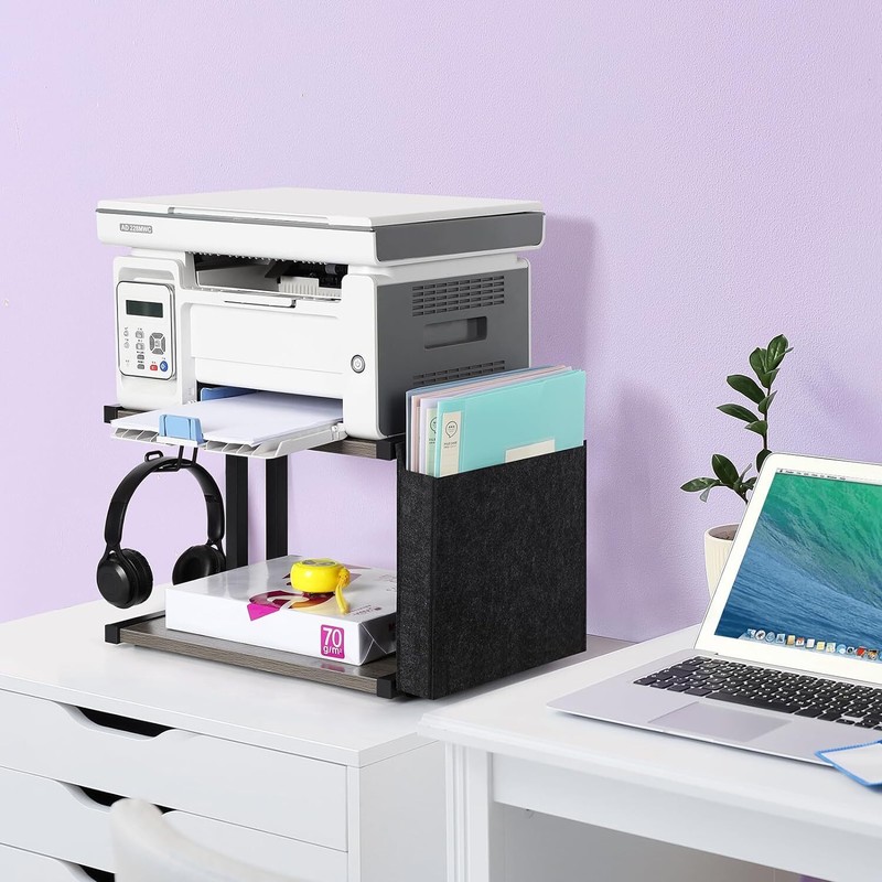 Printer Stand Under Desk Printer Table with Storage & Wheel for Home Office Grey gallery