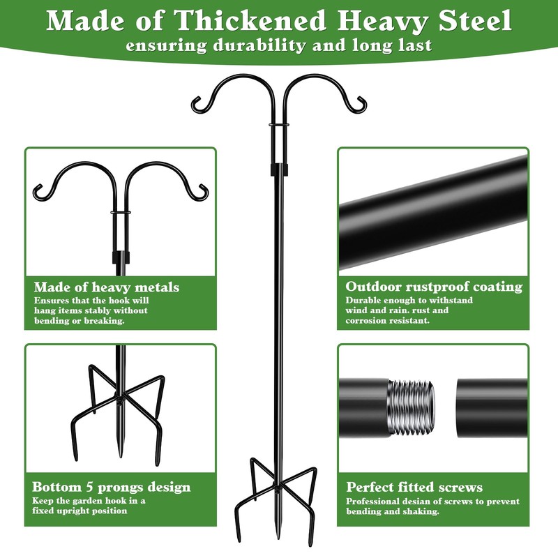 LWWTBS Double Shepherds Hooks for Outdoor (1Pack,76 inch) Heavy Duty Adjustab... gallery