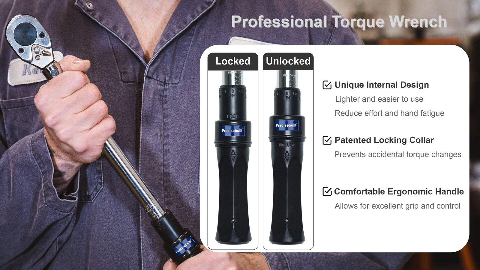 Precisebuilt 1/2" Drive 25-250 ft-lb (Nm) Dual-Direction Click Pro Torque Wrench gallery