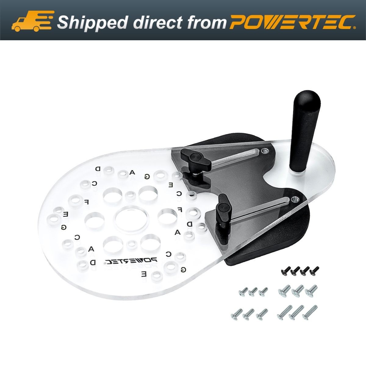 POWERTEC 71398 Universal Router Base Plate with Reversible Edge Guide and D-Hand gallery