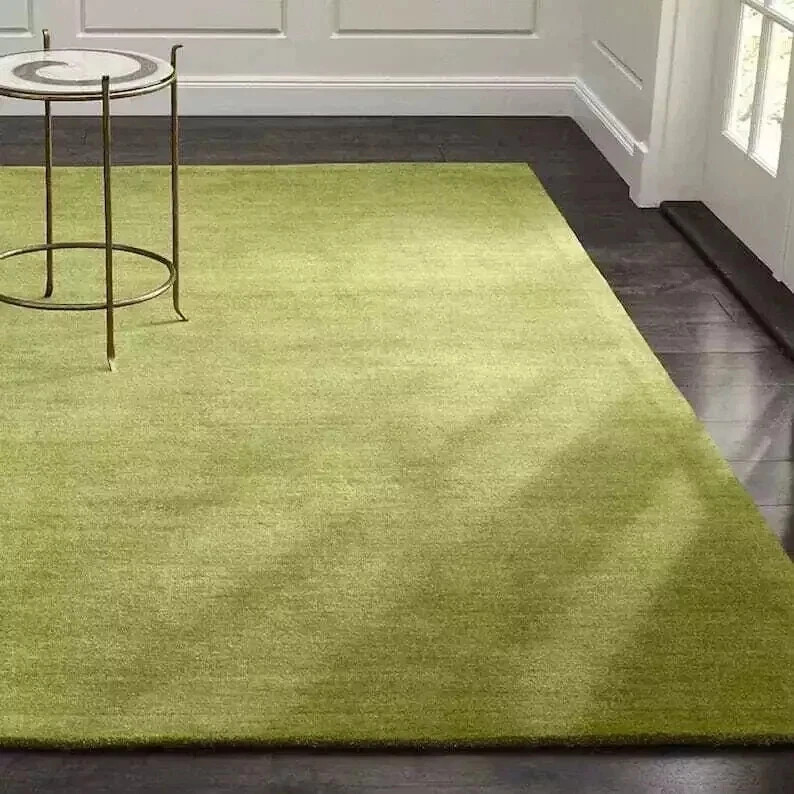 Hand Tufted Modern Moss Green Rug 100% Woolen Rug For Bedroom Living Room Carpet gallery