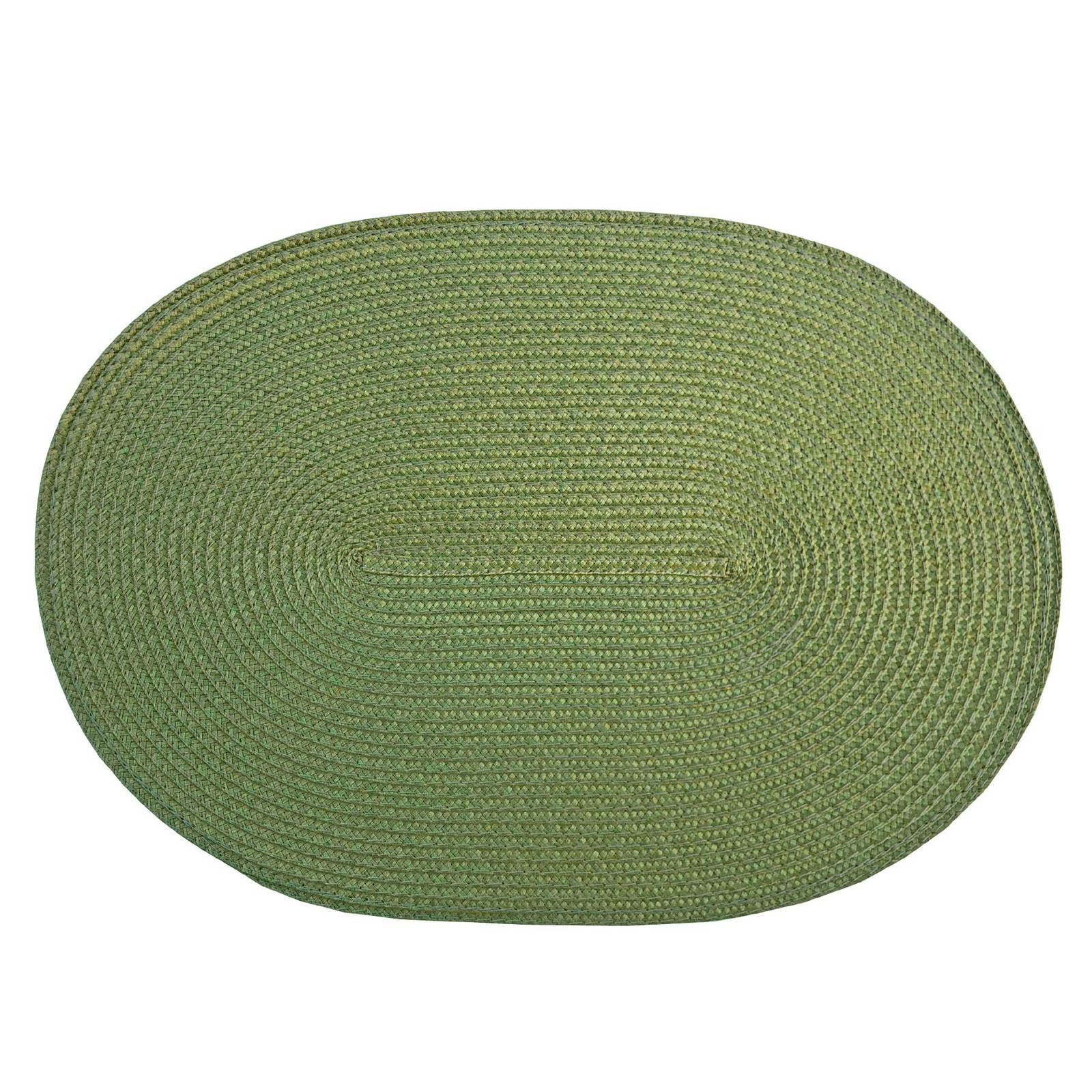 Oval Braided Woven Polypropylene Plastic Placemats (Mossy Green), Set of 4 gallery