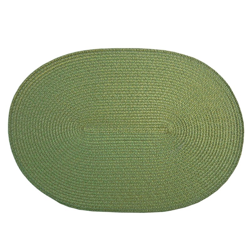 Oval Braided Woven Polypropylene Plastic Placemats (Mossy Green), Set of 4 gallery