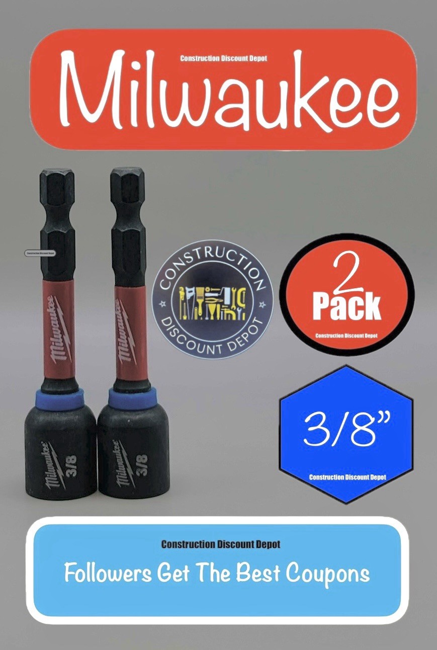 2 Pack Milwaukee Impact Long Magnetic Nut Driver 3/8" x 2-9/16" 49-66-4535 gallery