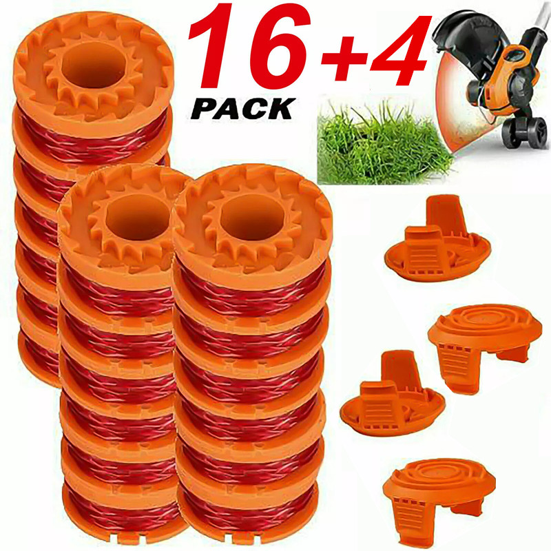12/16-pack WA0010 Grass Trimmer Spools Line + 2/4 Caps For WORX Weed Eater Edger gallery