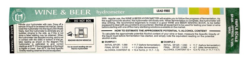 Hydrometer - Triple Scale Hydrometer for Home Brewing - Beer and Wine gallery