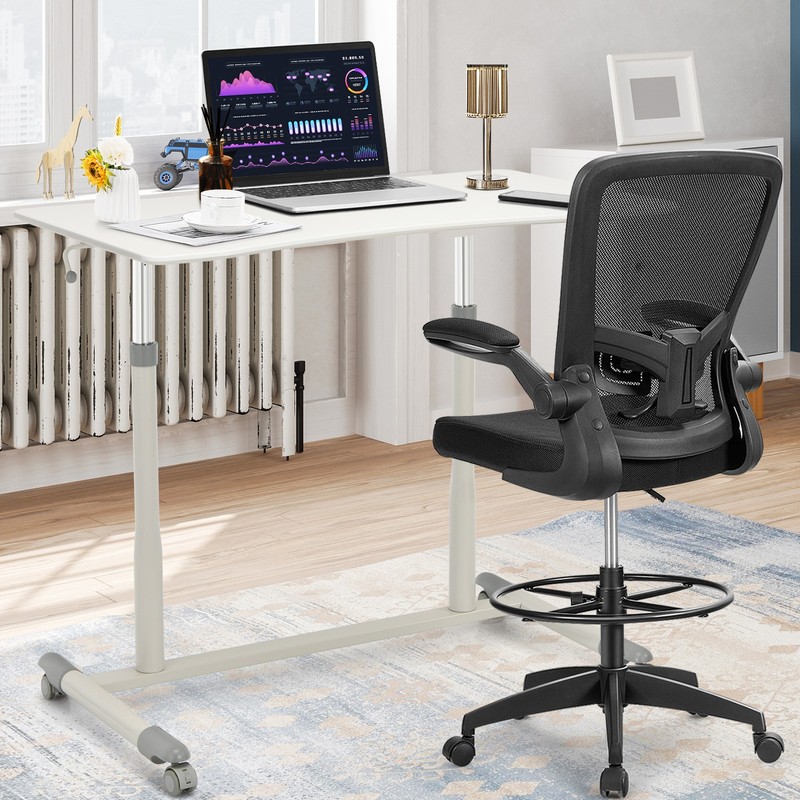Costway Height Adjustable Computer Desk Sit to Stand Rolling Table White gallery