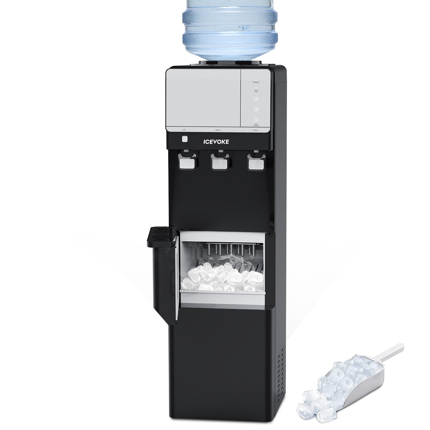 Top Loading Hot & Cold Water Cooler, Water Dispenser with Ice Maker, 27LBS/24H gallery