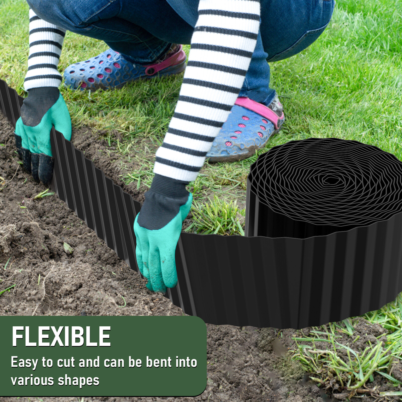 12" x 50Ft Galvanized Steel Landscape Edging Corrugated Metal Garden Edges Black gallery