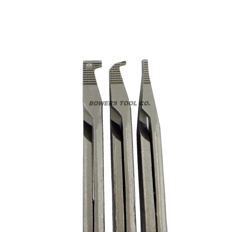 Wilde Lock Ring Pliers Set 3pc Straight Right Angle Thin Bent Curved 9" USA Made gallery