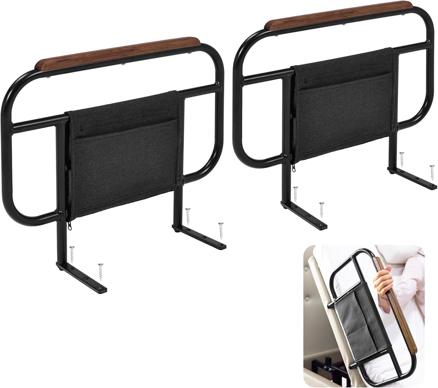 Bed Side Rails for Adjustable Bed Base for Mattress Under 10 Inches, Set of 2 gallery
