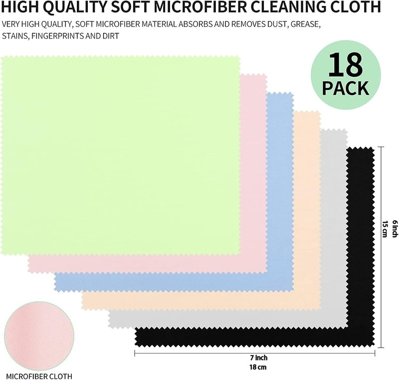18 Pack Multicolor Microfiber Cleaning Cloths 7" x 6" for Optimal Device Care gallery