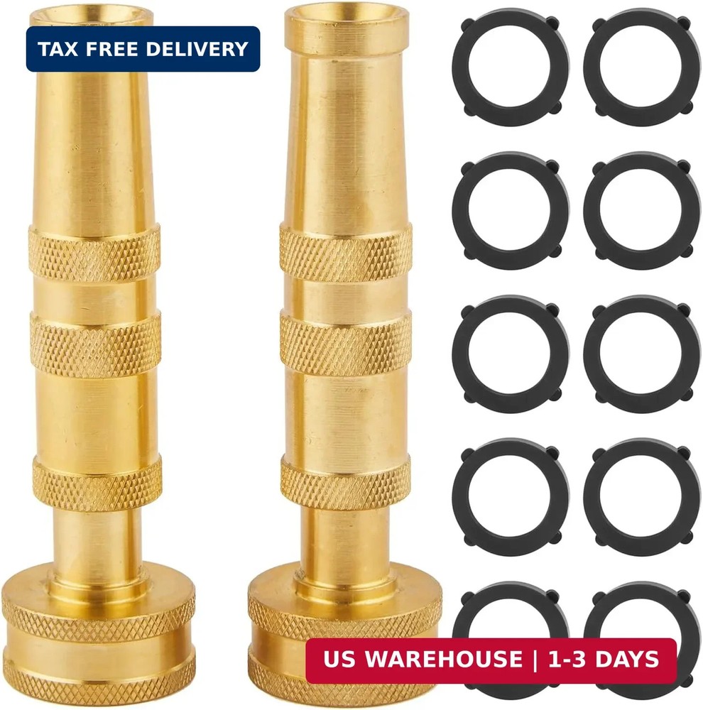 Solid Brass Garden Spray Nozzle 4" Adjustable Twist Water Hose USA Stock 2 PACK