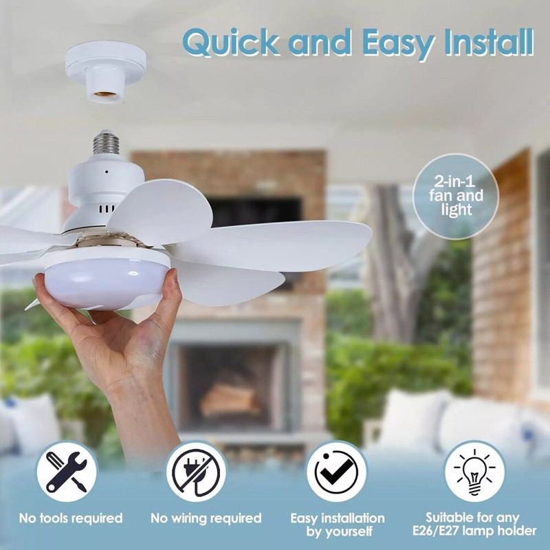 Ceiling Fans Socket Fan Light Remote Control Dimmable Screw In Flower LED Lights gallery