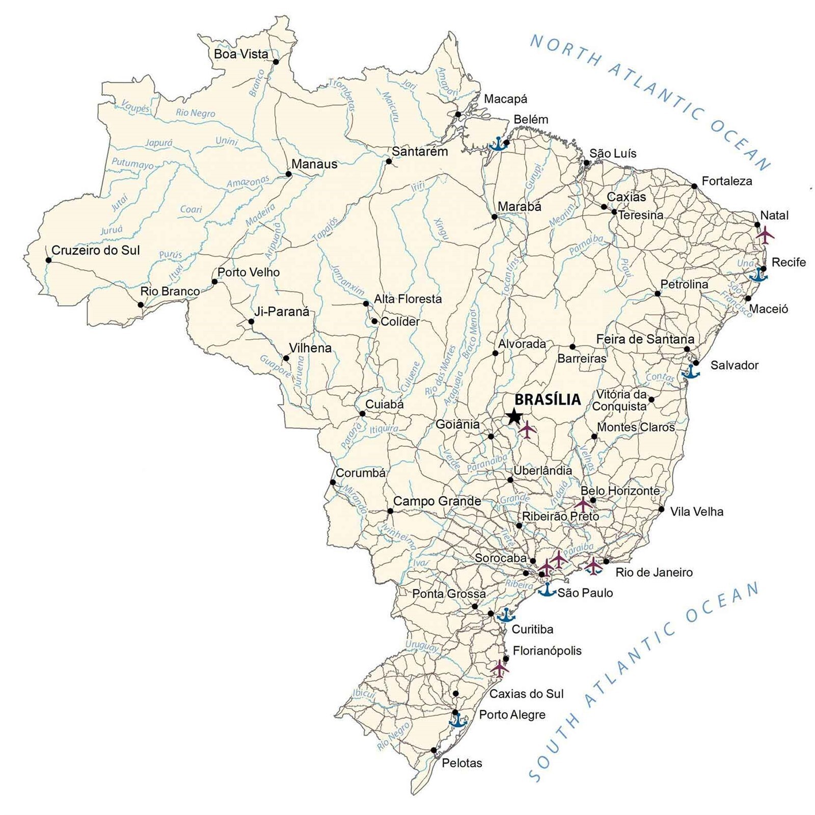 Brazil Road Map GLOSSY POSTER PICTURE PHOTO PRINT BANNER 12263 gallery