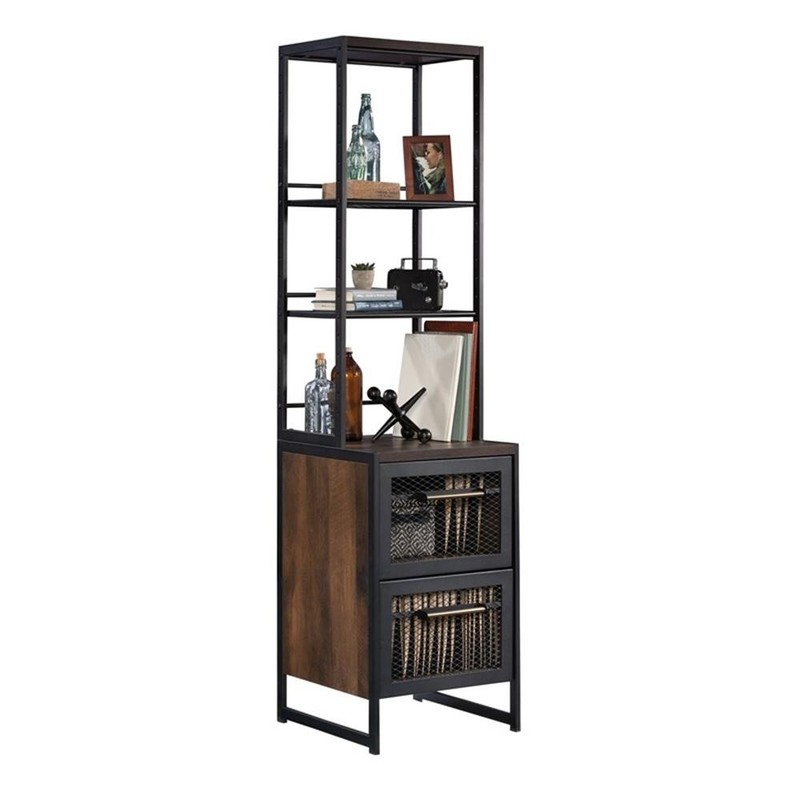 Pemberly Row Contemporary Engineered Wood/Metal File Tower in Barrel Oak gallery