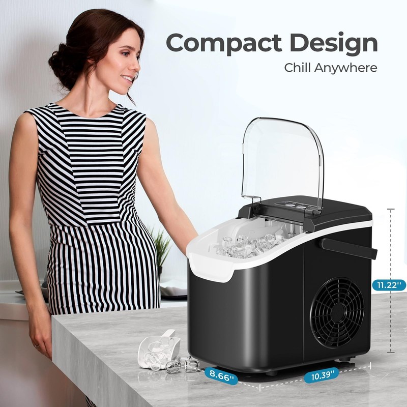 Countertop Ice Maker Machine, 8 Ice Cubes in 6 mins, 26lb/Day Ice with 2 Size... gallery
