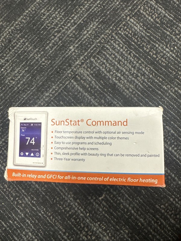 SunStat Command Touch Screen Programmable Thermostat 500850 Floor Heat gallery