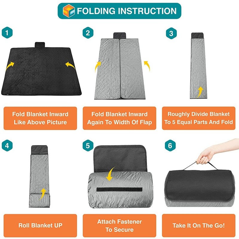 SUN CUBE Large Waterproof Camping Blanket, Fleece Quilted Stadium Blanket for gallery