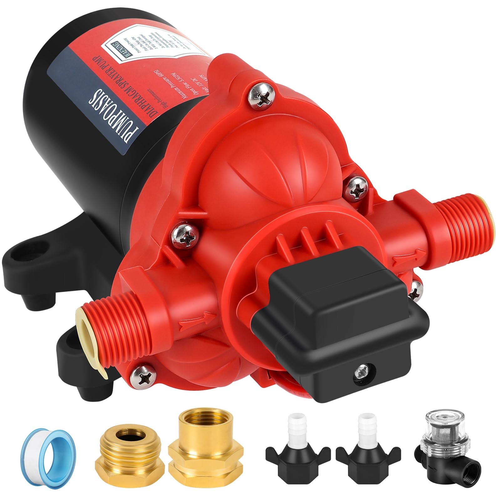 12V Sprayer Pump, 2.5gpm-8amp-60psi, Chemical and Corrosion 2.5GPM, Red gallery