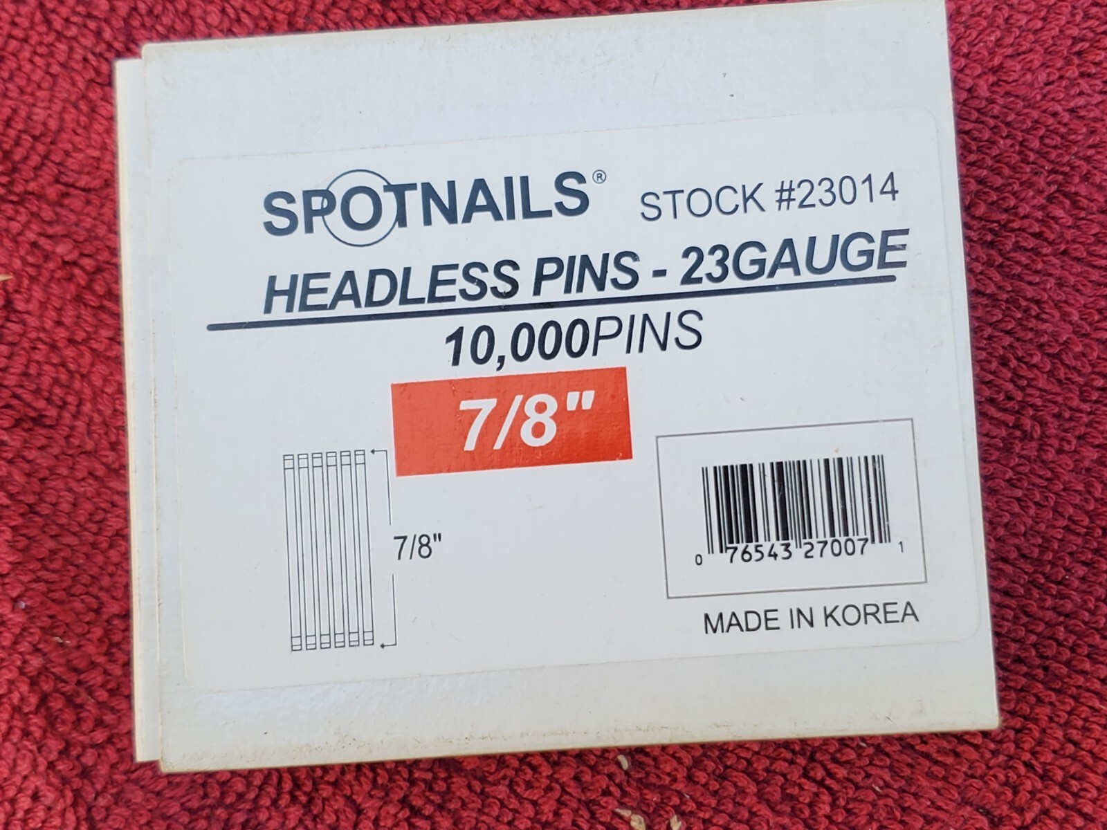 (10,000-Pk) Spotnails 23014 Headless Pins Galvanized Steel 23 Gauge 7/8" gallery