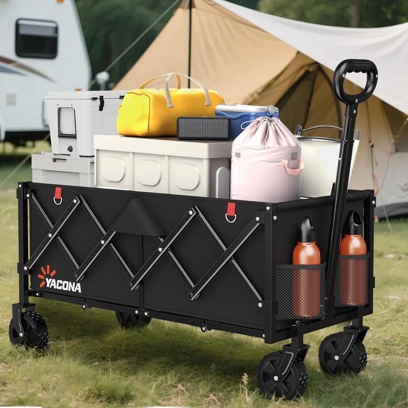 35" L Extra Long Wagons Carts Foldable, 360LBS Heavy Duty Collapsible Wagon gallery